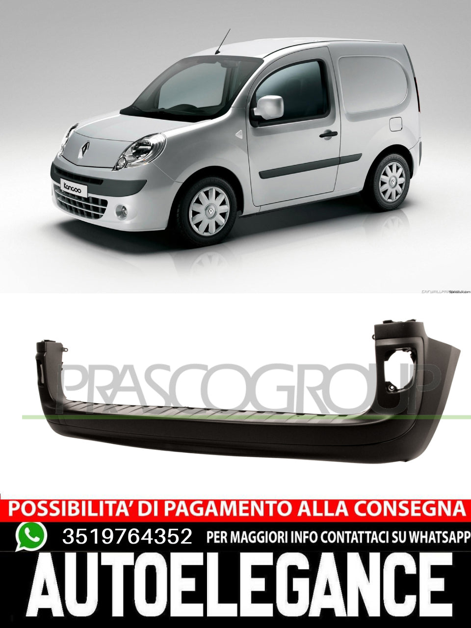 Paraurti Prasco Posteriore CON TRACCE PDC per RENAULT KANGOO 7701478196