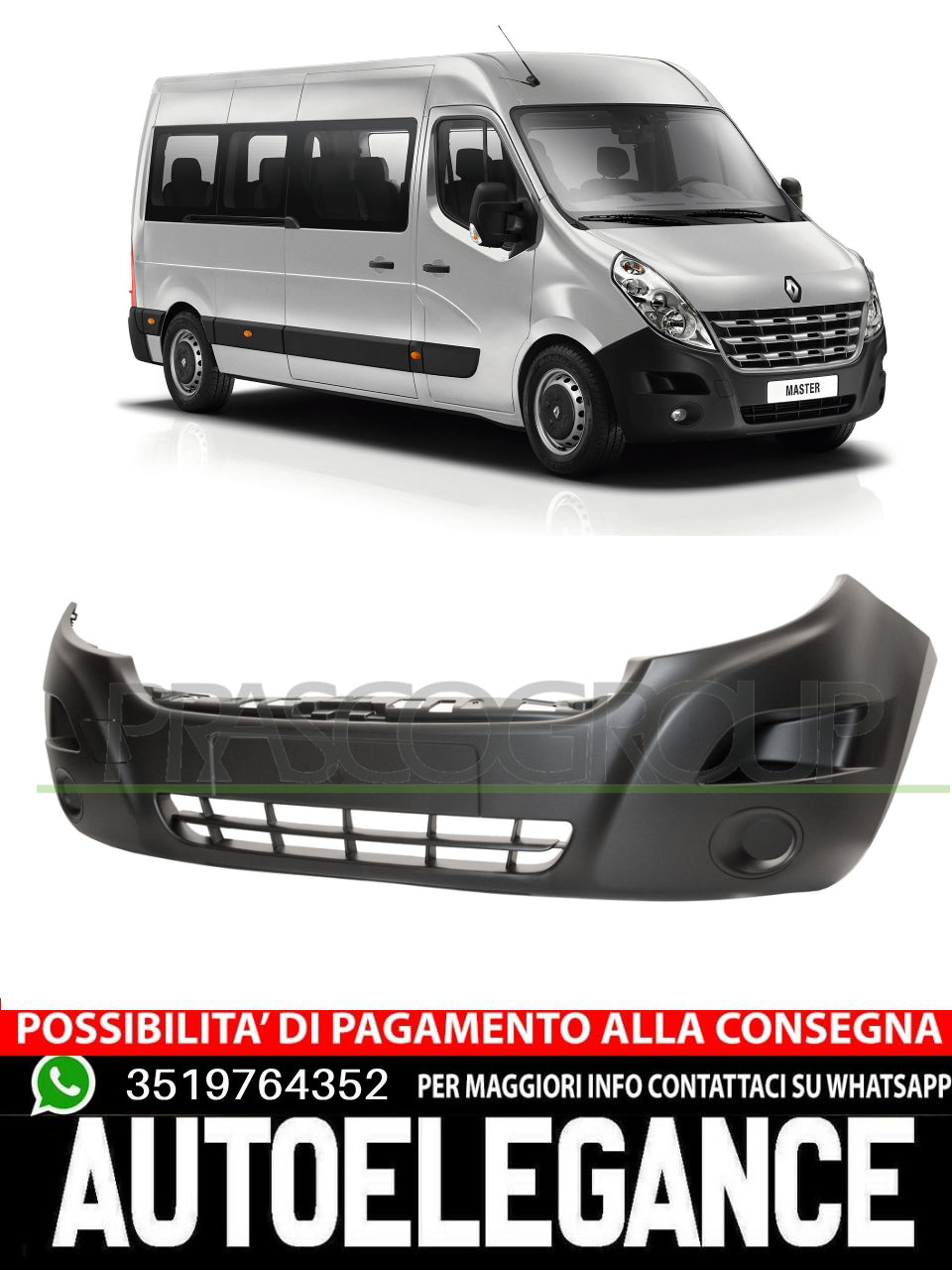 Paraurti Prasco NERO GOFFRATO-SENZA SEDE FENDI per Nissan Renault 620220006R