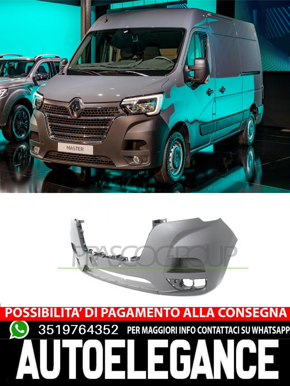 Paraurti Prasco Anteriore  NERO GOFFRATO per RENAULT MASTER  620104124X