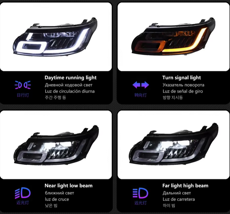 ART. 1862 FARI ANTERIORI RANGE ROVER SPORT L494 2014-2017 LOOK LIFT FULL LED