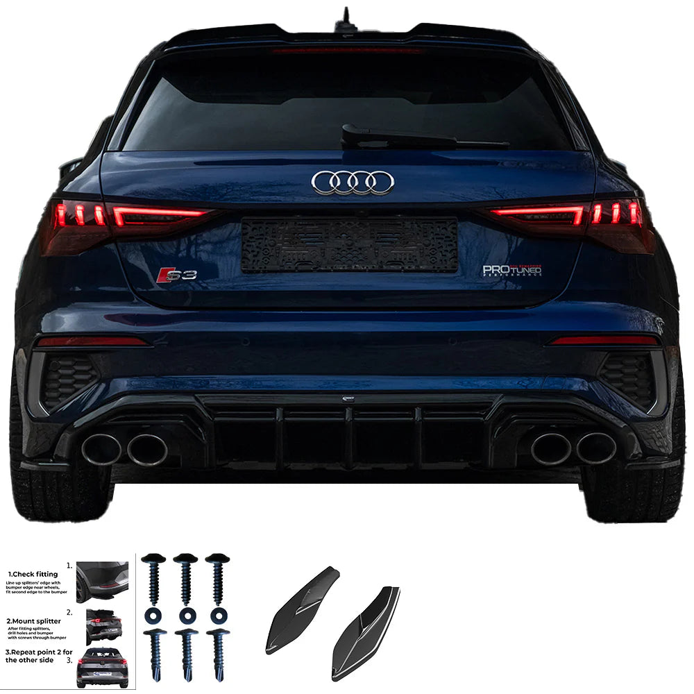 🔥FLAP DIFFUSORE PER AUDI A3 8Y 2020–2024 SPORTBACK S-LINE / S3 NERO LUCIDO 🔥