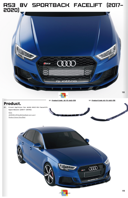 💕Spliter  anteriore  Audi RS3 8V Sportback facelift (2017- 2020)💕