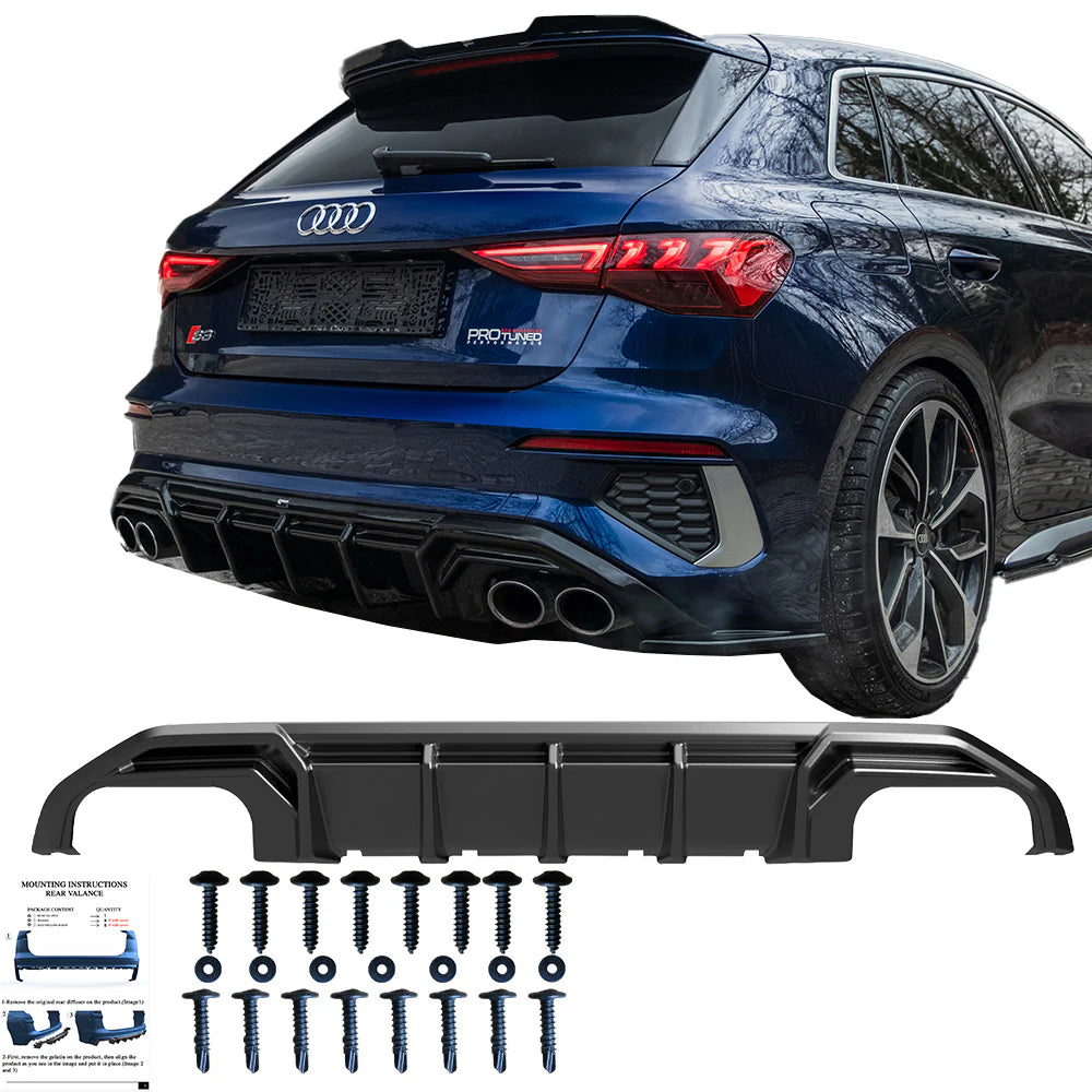 🔥.1906 DIFFUSORE ADATTO PER AUDI A3 8Y 2020+ SLINE S3 SPORTBACK NERO LUCIDO🔥