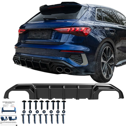 💫ART.1906 DIFFUSORE A3 8Y 2020+ SLINE S3 BERLINA + SPORTBACK NERO LUCIDO💫