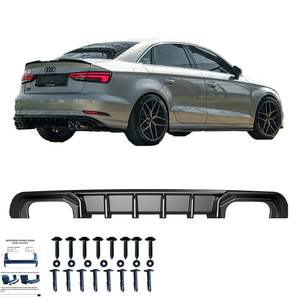 🔥REAR DIFFUSER ADATTO PER AUDI A3 SEDAN 8V FACELIFT 2016–2020🔥