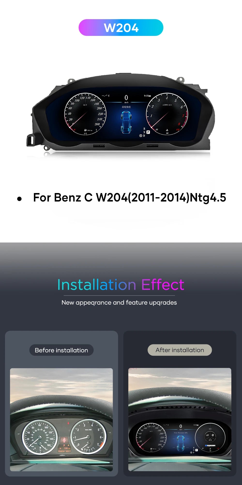 💫ART.4003 Cockpit virtuale digitale LCD per Mercedes Benz C W204 2011-2014💫