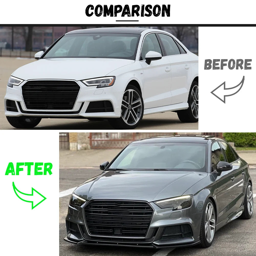 💫ART.8279 Splitter Anteriore per Audi A3 S3 8V S-line 2017-2020 💫