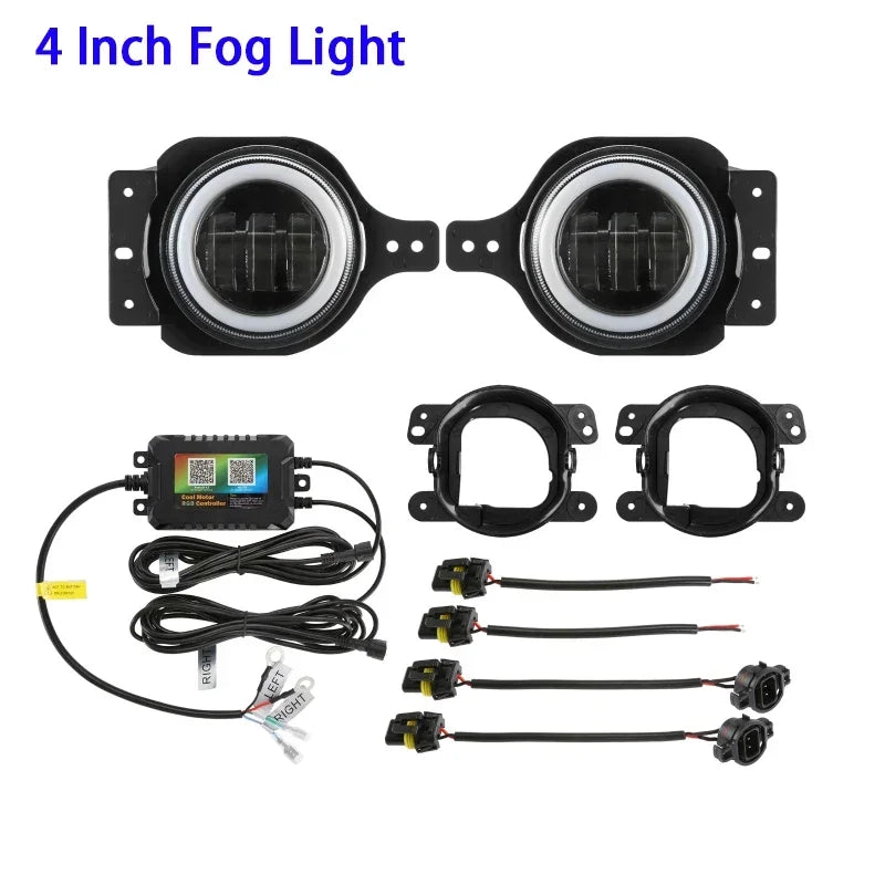 💫ART.5134 Fari Anteriori e Fendinebbia RGB LED per Jeep Wrangler 2018-2024💫