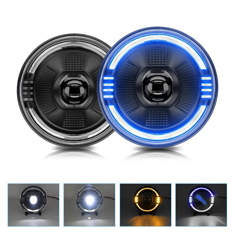 💫ART.4880 Fari Anteriori Rotondi LED per Jeep Wrangler JK LJ CJ TJ💫