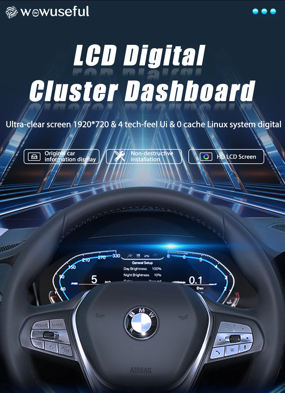 💫ART.3433 Linux Cockpit virtuale digitale LCD BMW X5 Series E70 E71 2006-2013💫