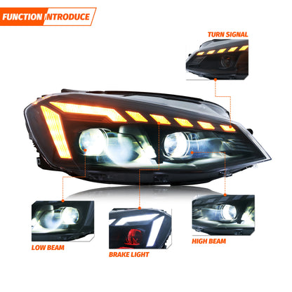 💫ART.4693 Set Fari Anteriori adatto per Volkswagen VW Golf 7 MK7 2013-2017💫