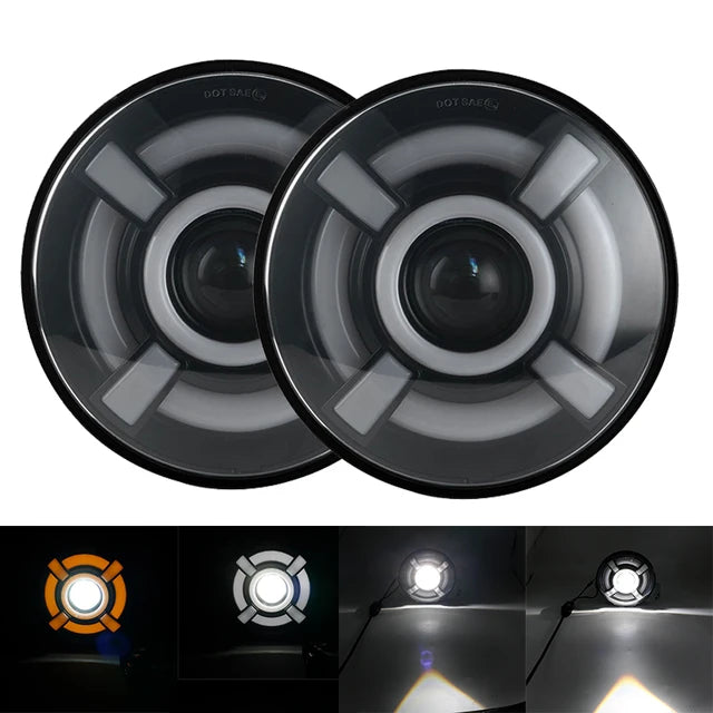 🔥pollici Moto auto Led faro con indicatore di direzione ambra per JeepWRANGLE🔥