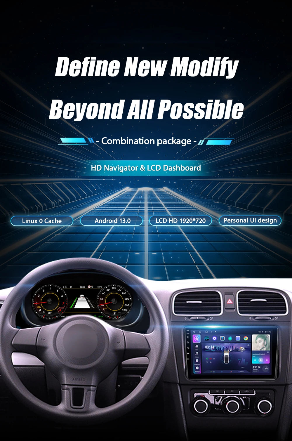 💫ART.3428 Cockpit virtuale digitale Vento per VW Polo 6R 08-16💫