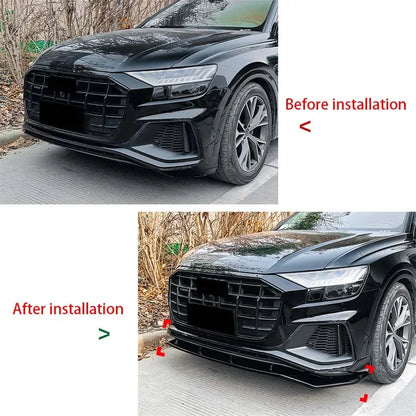 💫ART.8712 Splitter Anteriore Nero Lucido per Audi Q8 SQ8 S-Line 2018-2023💫