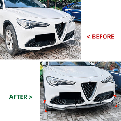 💫ART.8165 KIT ANTERIORE + POSTERIORE Nero Lucido per Alfa Romeo Stelvio 17+💫