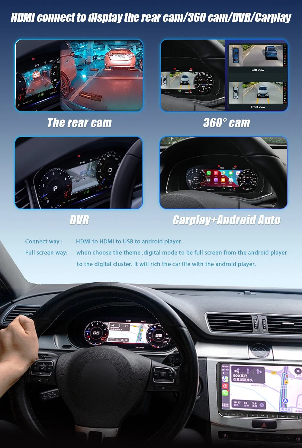 💫ART.3991 Cockpit virtuale digitale LCD per VW Sharan 2012-2019💫