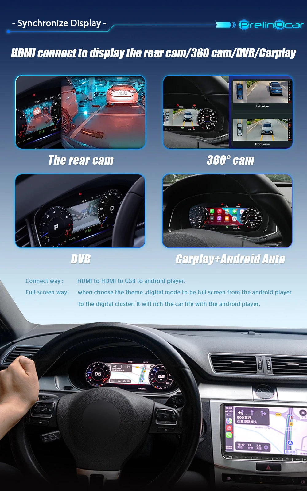 💫ART.3428 Cockpit virtuale digitale Vento per VW Polo 6R 08-16💫
