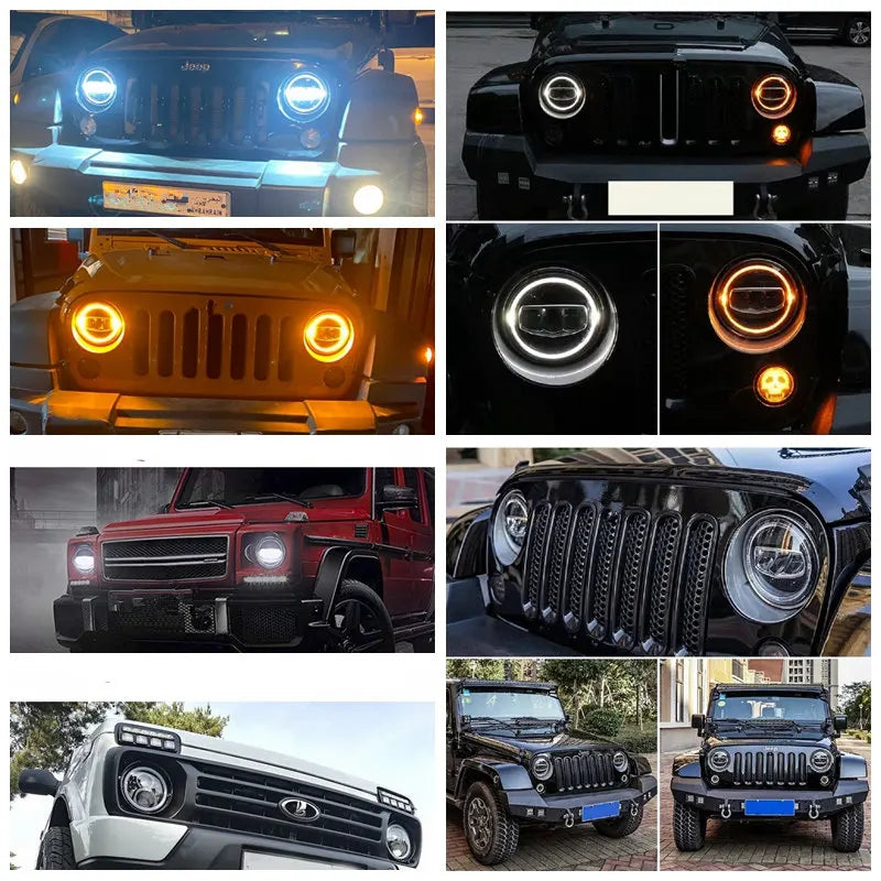 💫ART.4876 Fari Anteriori LED (Halo) per Jeep Wrangler JK TJ CJ💫