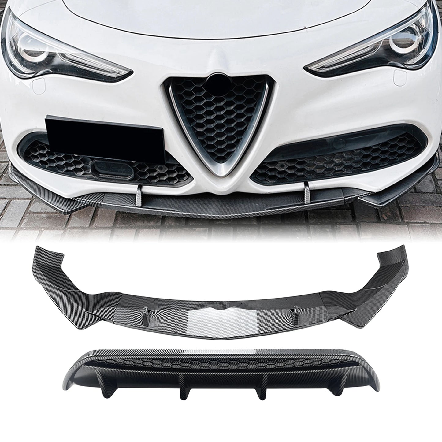 💫ART.8167 KIT ANTERIORE + POSTERIORE in Carbonio per Alfa Romeo Stelvio 17+💫