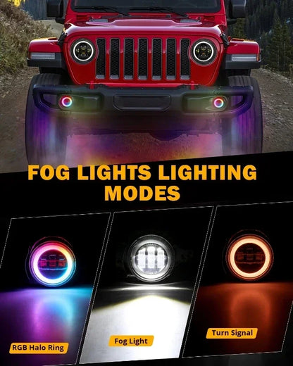 💫ART.5134 Fari Anteriori e Fendinebbia RGB LED per Jeep Wrangler 2018-2024💫