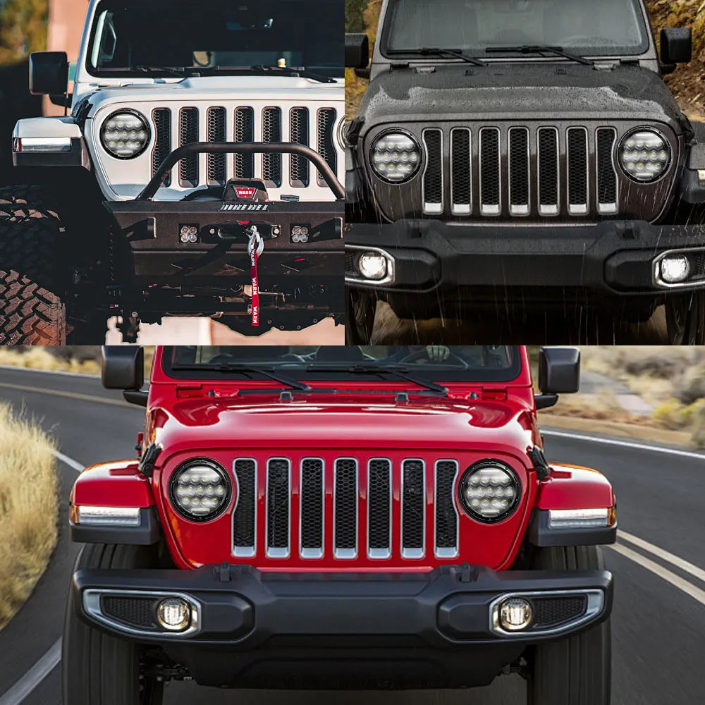 💫ART.8302 Fari Anteriori "Angel Eyes" FULL FULL LED per Jeep Wrangler JK TJ CJ 💫