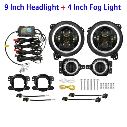 💫ART.5134 Fari Anteriori e Fendinebbia RGB LED per Jeep Wrangler 2018-2024💫