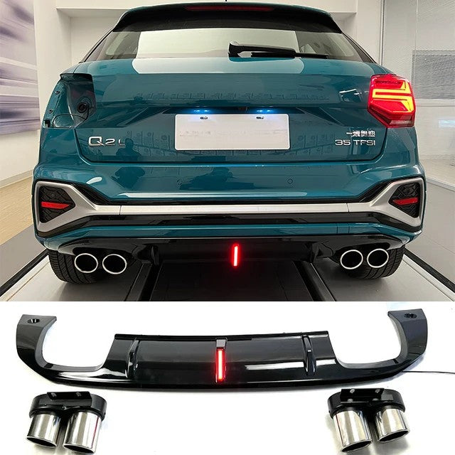✨ABS DIFFUSER with LED light SUITABLE FOR Audi Q2 2022 LOOK R SPORTY DESIGN✨