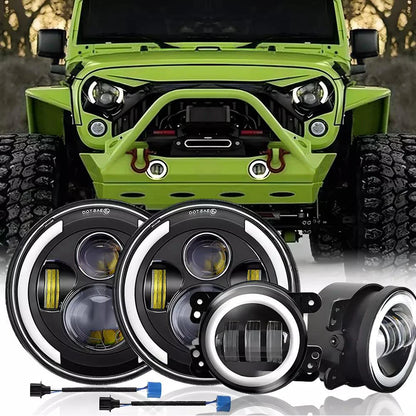 💫ART.8302 Fari Anteriori "Angel Eyes" FULL FULL LED per Jeep Wrangler JK TJ CJ 💫