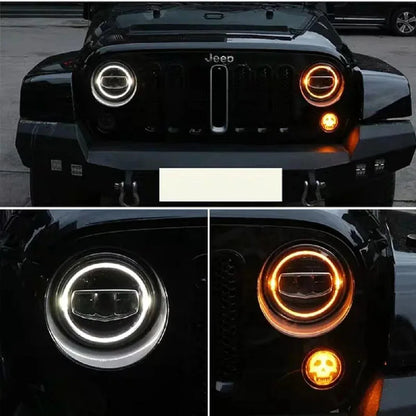 💫ART.5128 Fari Anteriori (Ambra e Fascio) Hi/Lo per Jeep Wrangler JK TJ LJ CJ💫