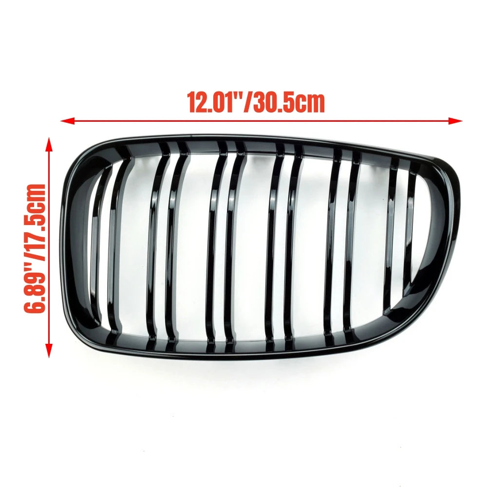 💫ART.8073 Griglia Anteriore Doppia Linea Per BMW Serie 1 08-13 Nero Lucido 💫