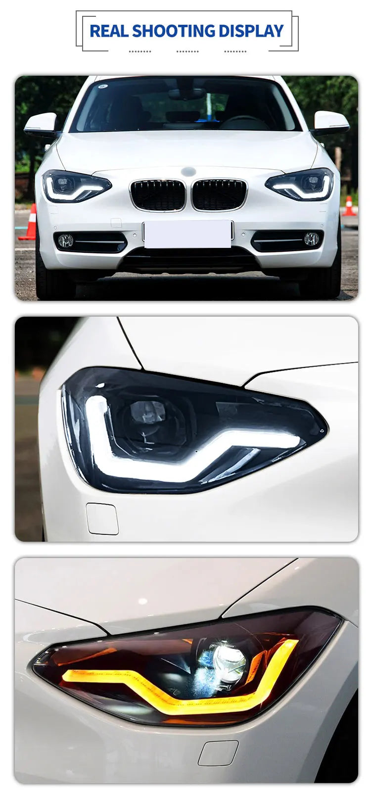 💫ART.3893 FARI ANTERIORI  (DAYLIGHT) PER BMW SERIE 1 2012-2015💫