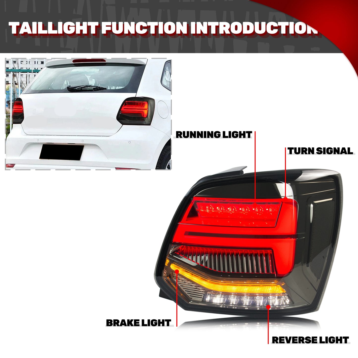 💫ART.4826 Fari Posteriori per Volkswagen VW Polo 5 Polo MK5 6R 6C 2009-2017💫