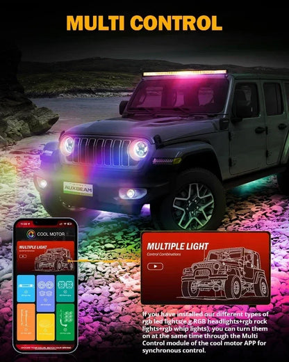 💫ART.5134 Fari Anteriori e Fendinebbia RGB LED per Jeep Wrangler 2018-2024💫