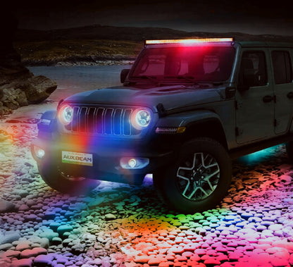 💫ART.5134 Fari Anteriori e Fendinebbia RGB LED per Jeep Wrangler 2018-2024💫