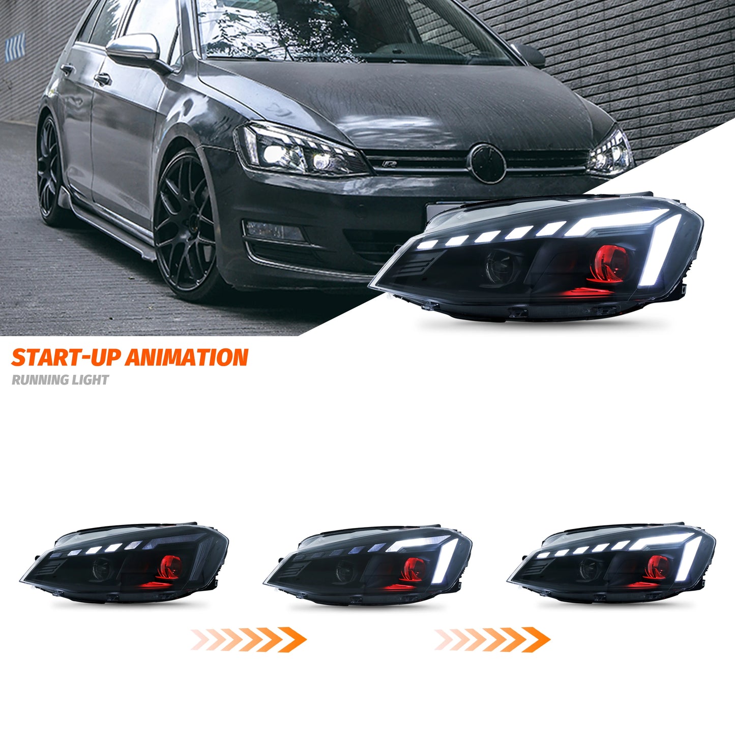 💫ART.4693 Set Fari Anteriori adatto per Volkswagen VW Golf 7 MK7 2013-2017💫