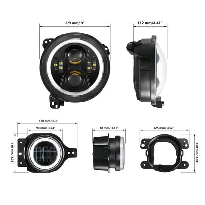 💫ART.5134 Fari Anteriori e Fendinebbia RGB LED per Jeep Wrangler 2018-2024💫