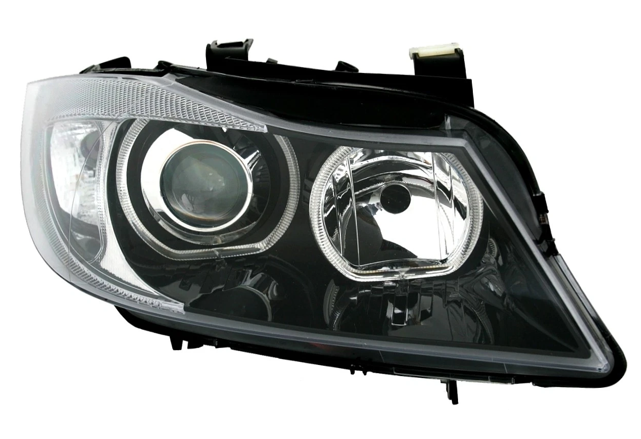 ART.6378  FARI ANTERIORI BMW Serie 3 E90 E91 2005-2008 NERI Angel Eyes