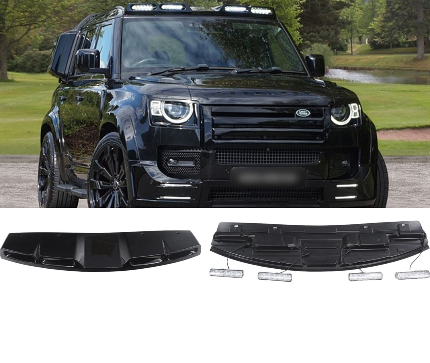 💕SPOILER ANTERIORI CON LED  LAND ROVER  DEFENDER 110 L663 NERO  LUCIDO 2020+ 💕