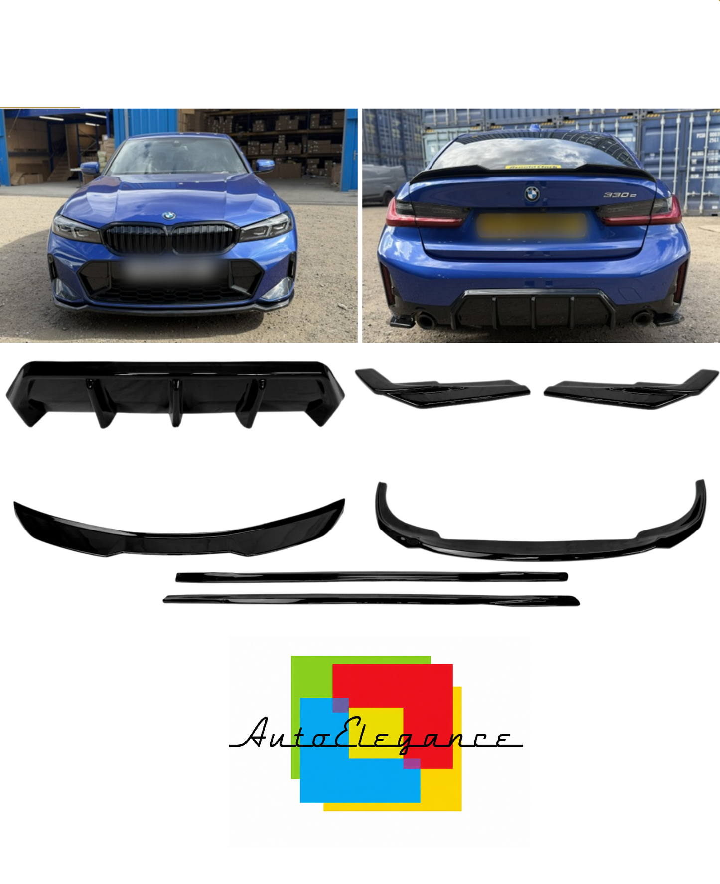 💕Bodykit  adatto per BMW SERIE 3 G20 LCI M-SPORT  nero  lucido💕