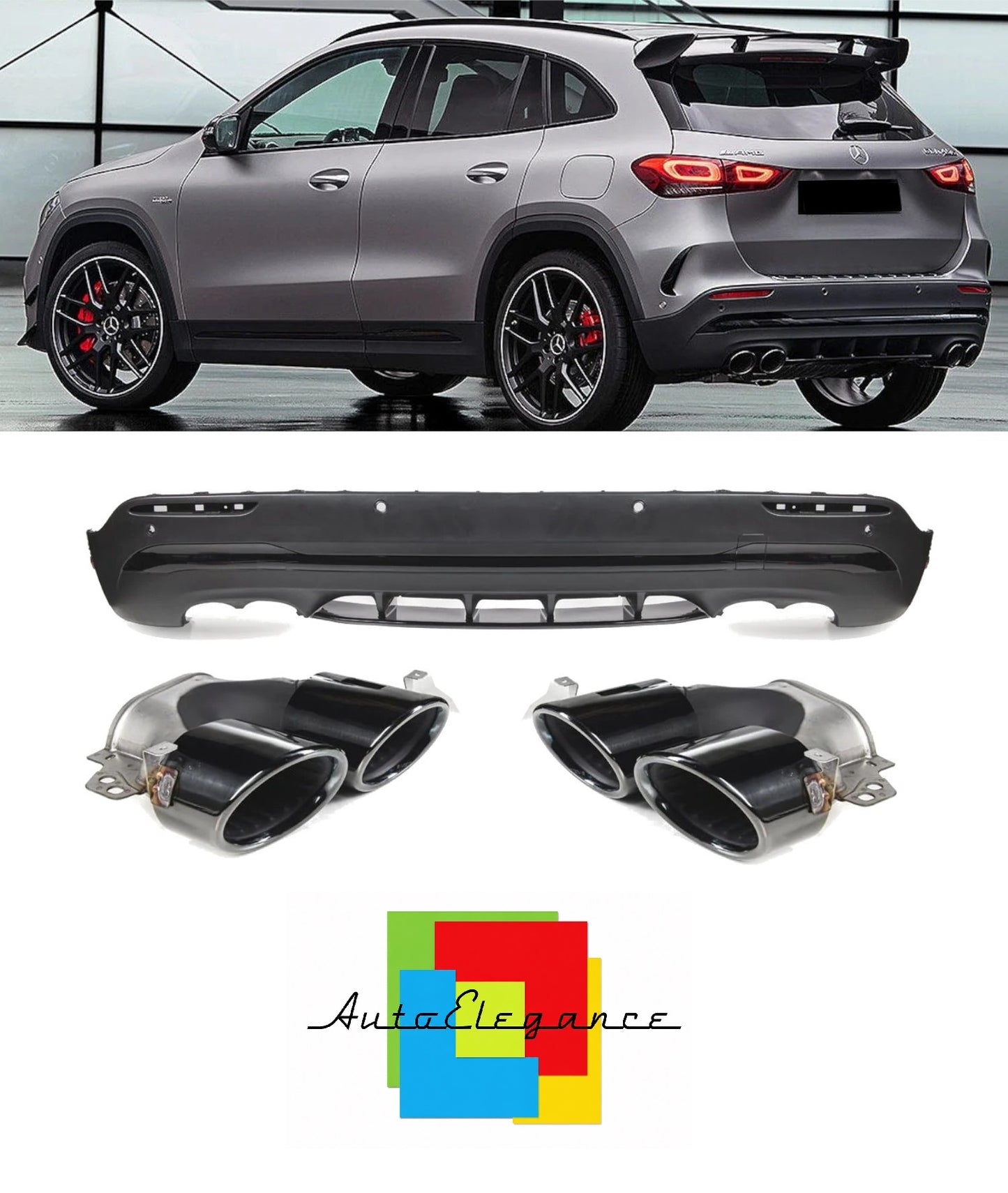 💕DIFFUSORI  ADATTO PER   MERCEDES CLASSE GLB X247 AMG NERO  LUCIDO 💕
