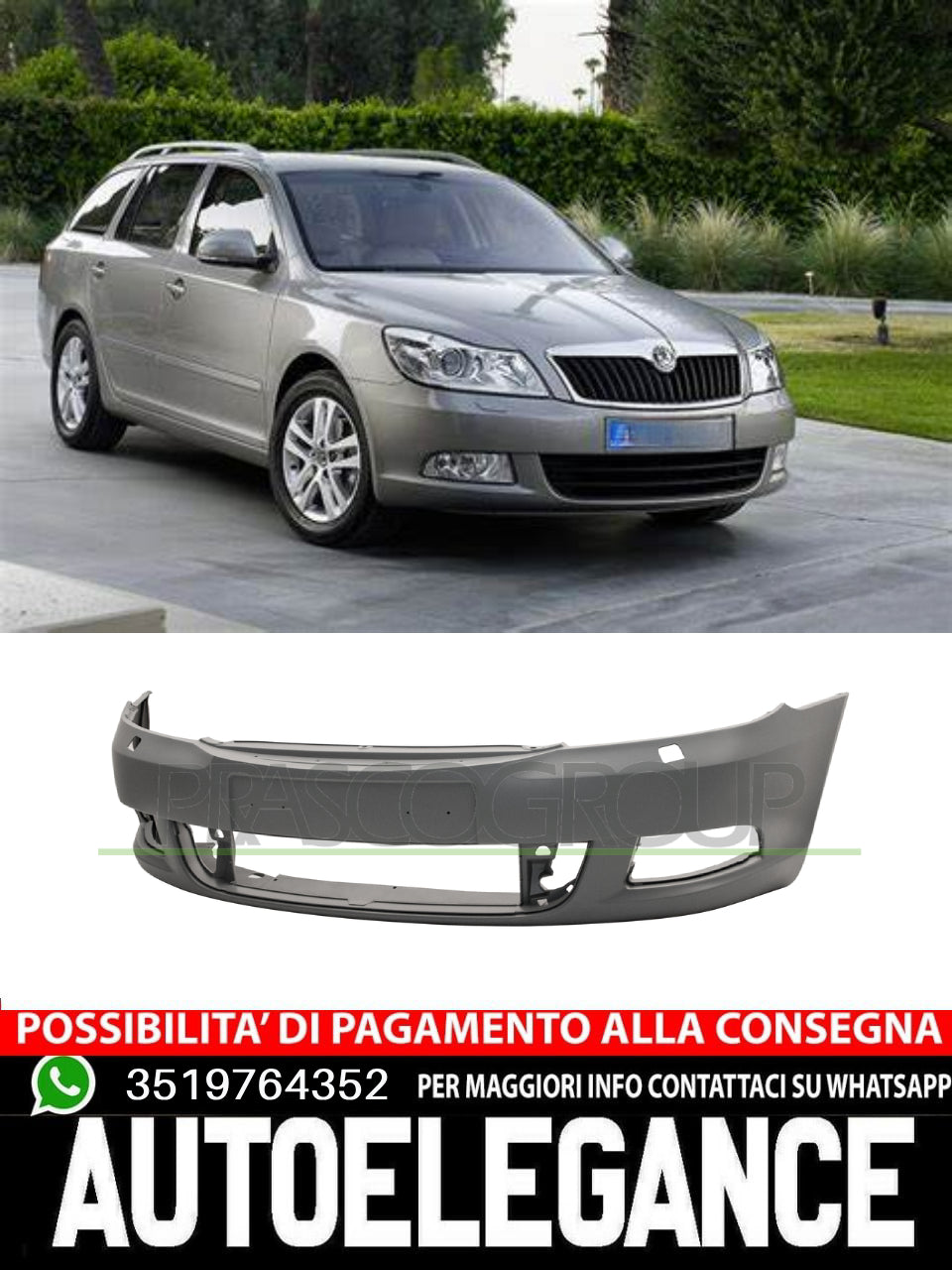 Paraurti Prasco Anteriore CON PRIMER FORI LAVAFARI per SKODA OCTAVIA 1Z0807221N