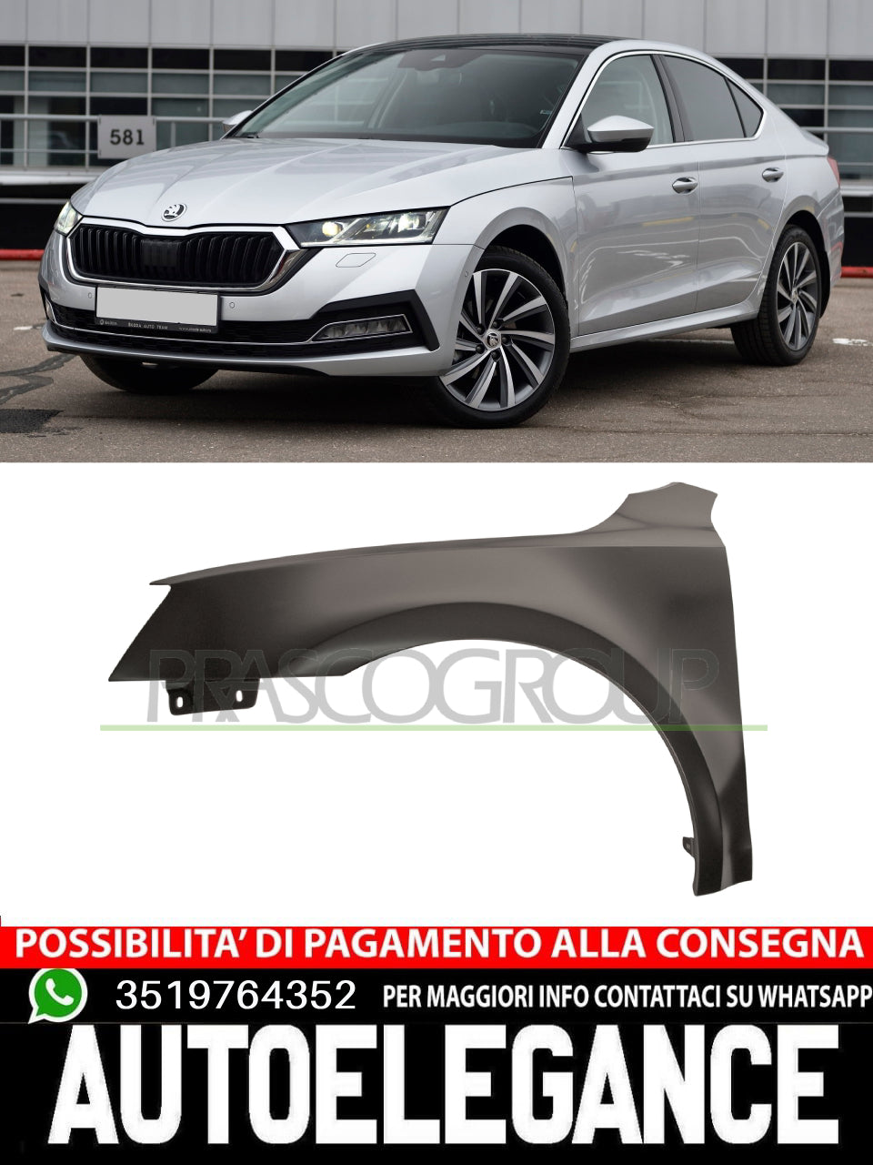 Parafango Prasco Anteriore Sx Sinistro Per Skoda Octavia  5E0821105A