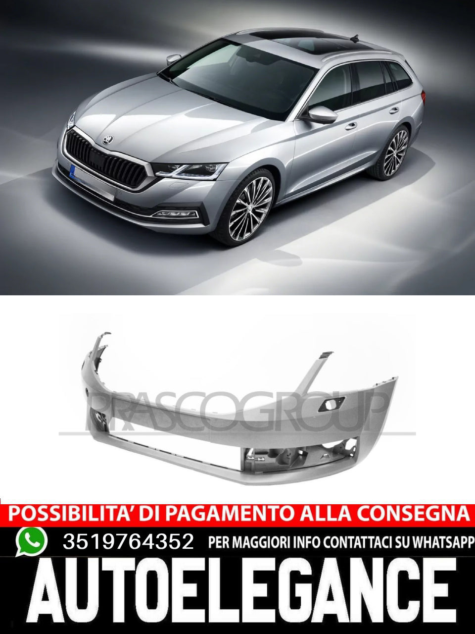 Paraurti Prasco Anteriore CON FORI LAVAFARI per SKODA OCTAVIA 5E0807221P