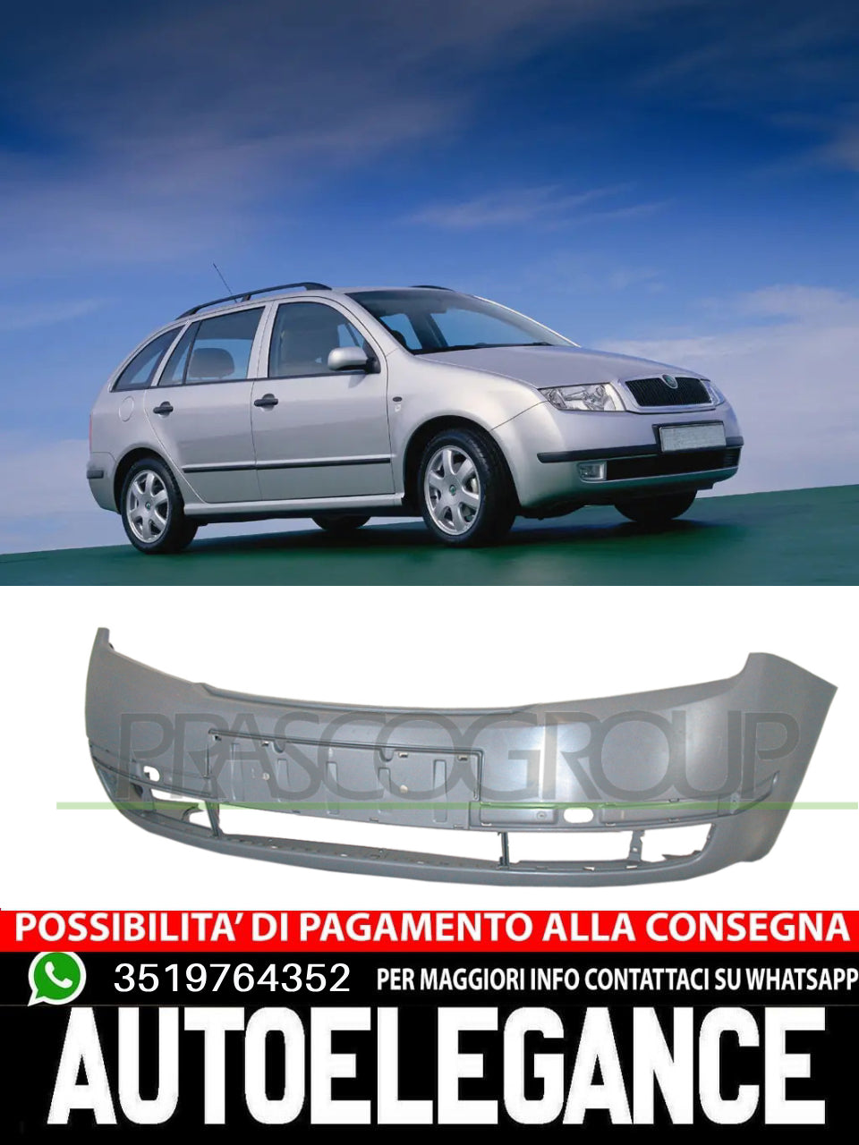Paraurti Prasco Anteriore CON PRIMER Per Skoda Fabia  6Y0807221