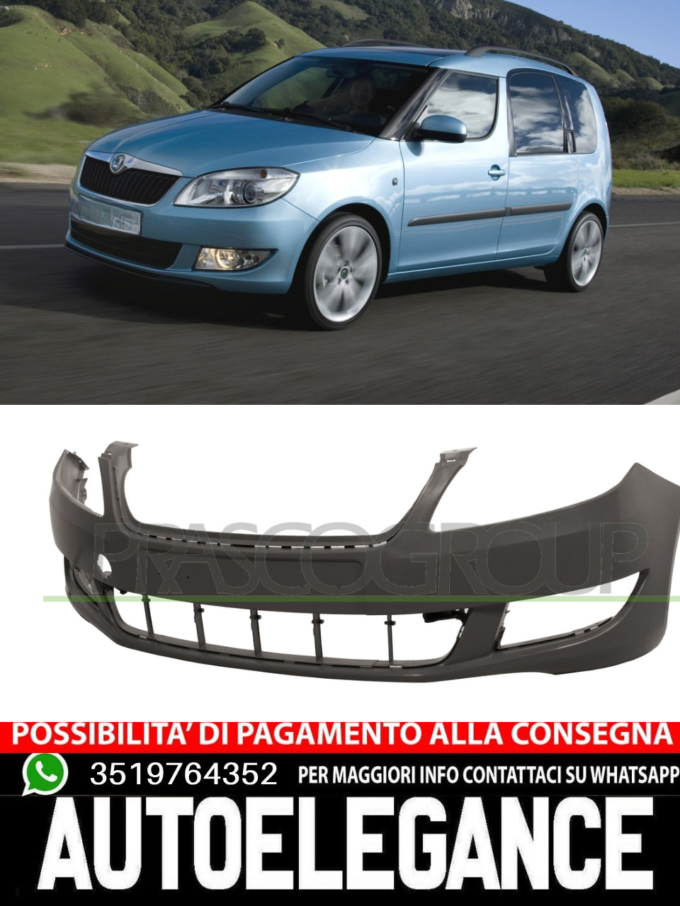 Paraurti Prasco Anteriore SENZA PRIMER per SKODA FABIA 5J0807221D