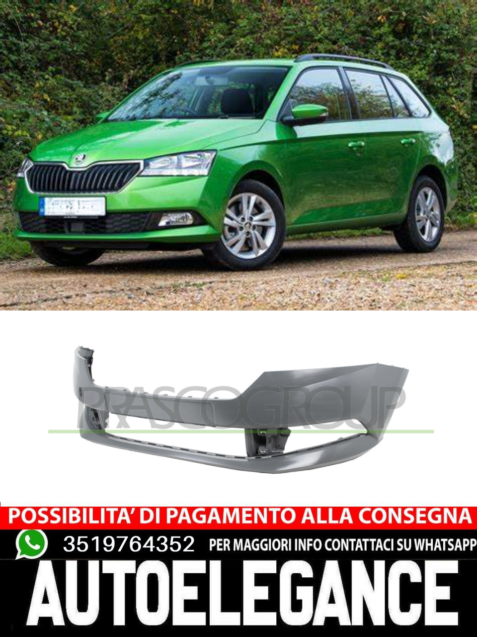 Paraurti Prasco Anteriore senza primer CON TRACCE PDC per SKODA FABIA 6V0807221F