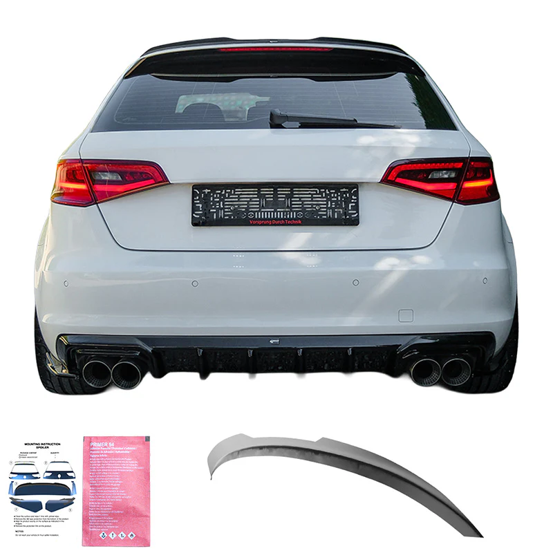 💫ART.9618 Spoiler Posteriore Nero Lucido - AUDI A3 8V Sportback 2013-2016 💫