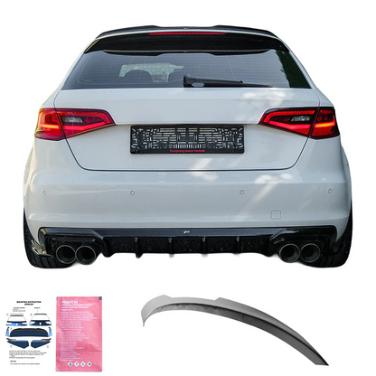 💫ART.9618 Spoiler Posteriore Nero Lucido - AUDI A3 8V Sportback 2013-2016 💫