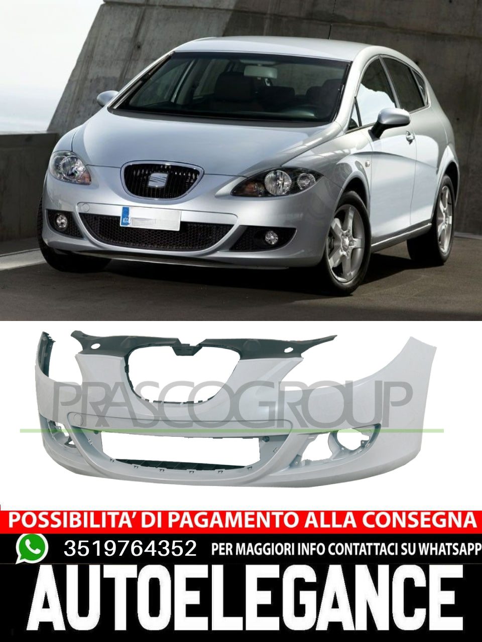 Paraurti Prasco CON PRIMER Premium certified per Seat LEON  1P0807217AAGRU
