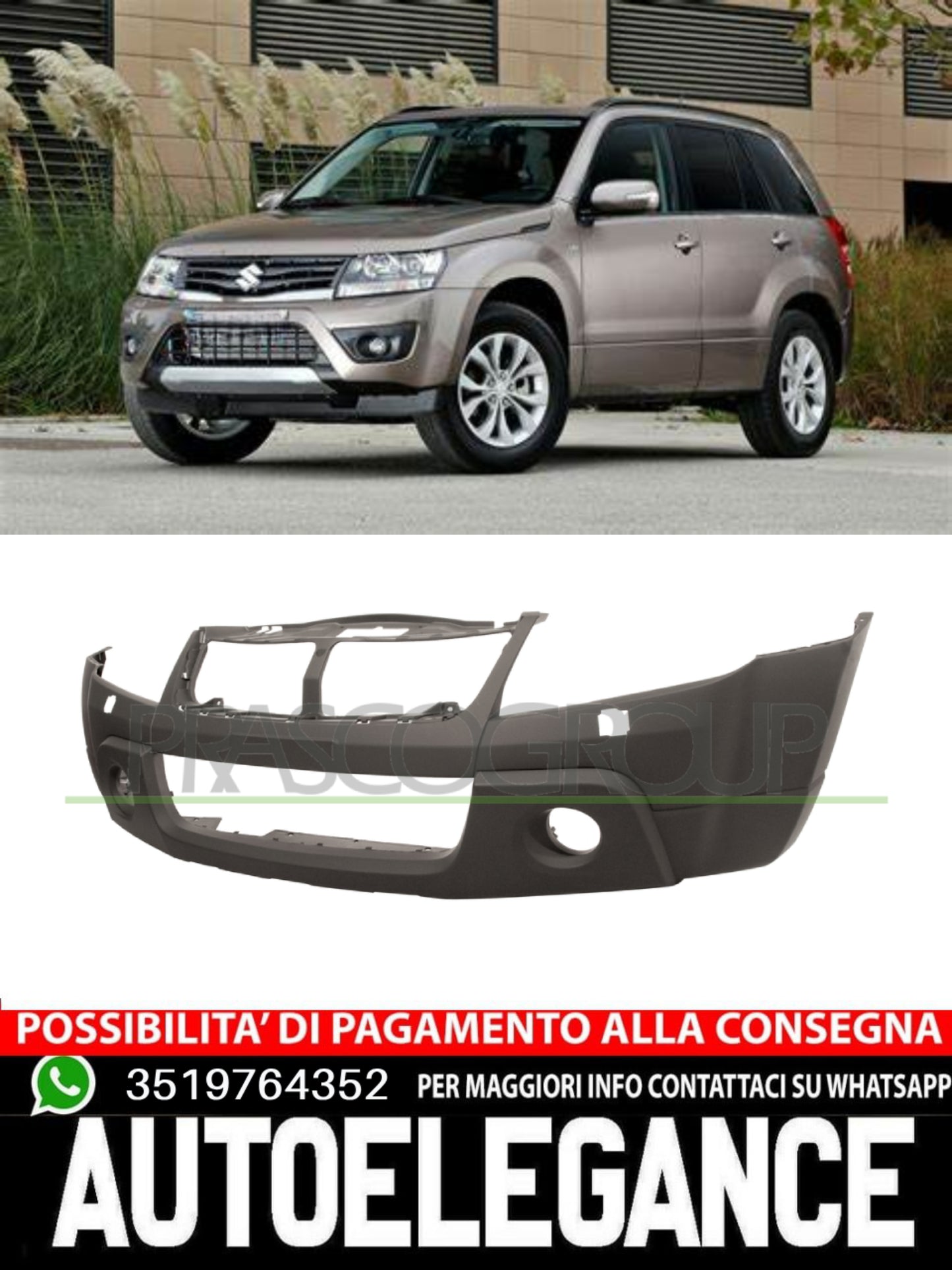 Paraurti Prasco per Suzuki CON PRIMER FORI LAVAFARI SEDE FENDINEBBIA